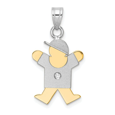 14k Two-tone Diamond Boy With Hat Joy Pendant at $ 272.22 only from Jewelryshopping.com