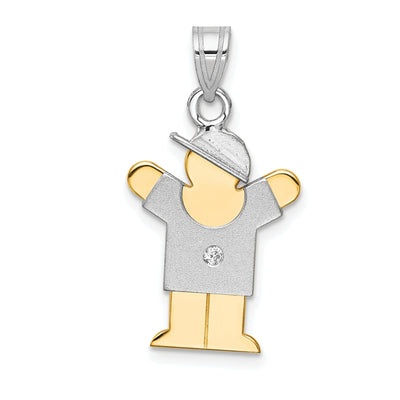 14k Two-tone Diamond Boy With Hat Love Pendant at $ 277.49 only from Jewelryshopping.com