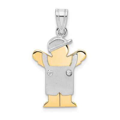 14k Two-tone Diamond Boy With Hat Love Pendant at $ 290.31 only from Jewelryshopping.com