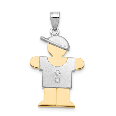 14k Two-tone Diamond Boy With Hat Hugs Pendant at $ 404.77 only from Jewelryshopping.com