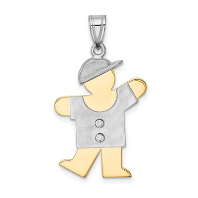 14k Two-tone Diamond Boy With Hat Kiss Pendant at $ 414.05 only from Jewelryshopping.com