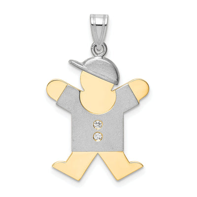 14k Two-tone Diamond Boy With Hat Joy Pendant at $ 415.21 only from Jewelryshopping.com