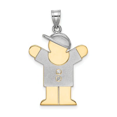 14k Two-tone Diamond Boy With Hat Love Pendant at $ 422.04 only from Jewelryshopping.com