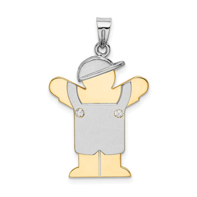 14k Two-tone Diamond Boy With Hat Love Pendant at $ 404.97 only from Jewelryshopping.com
