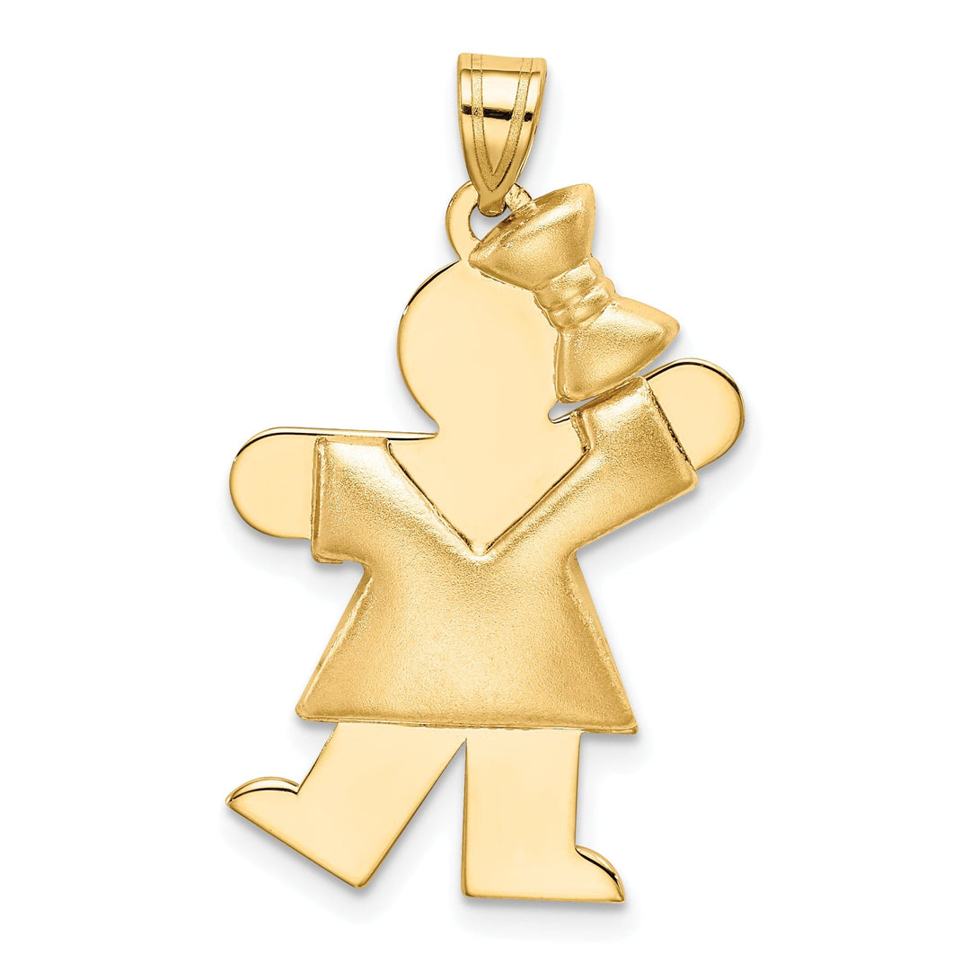 14k Yellow Gold Puffed Girl With Bow Kiss Charm