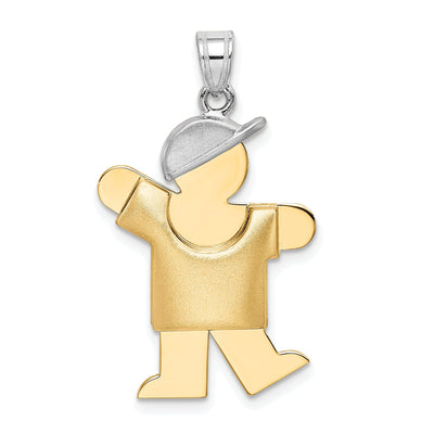 14k Two-tone Puffed Boy With Hat Kiss Charm