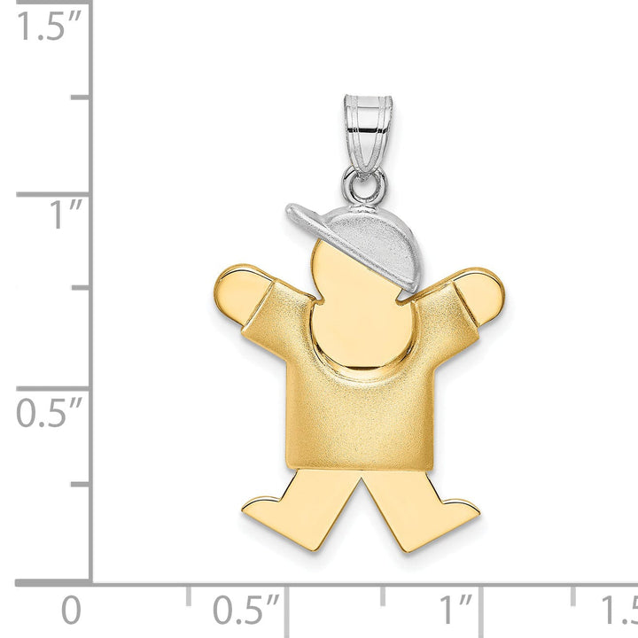 14k Two-tone Puffed Boy With Hat Joy Charm