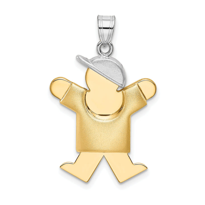 14k Two-tone Puffed Boy With Hat Joy Charm