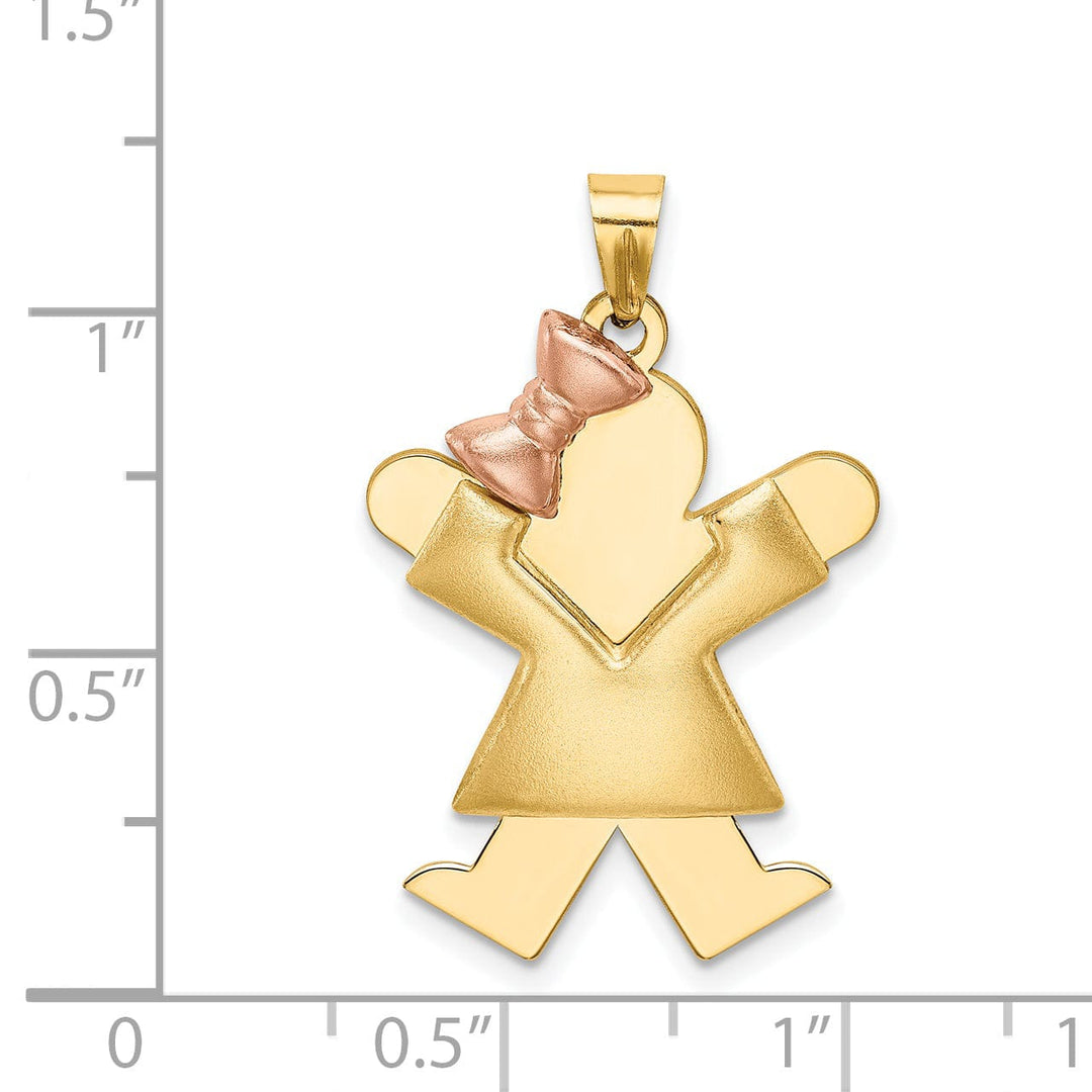 14k Two-tone Puffed Girl With Bow Joy Charm