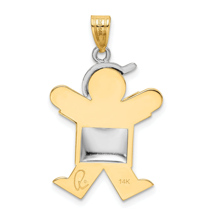 14k Two-tone Puffed Boy With Hat Joy Charm