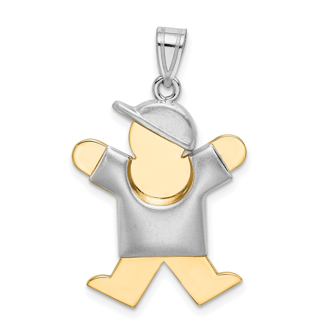 14k Two-tone Puffed Boy With Hat Joy Charm
