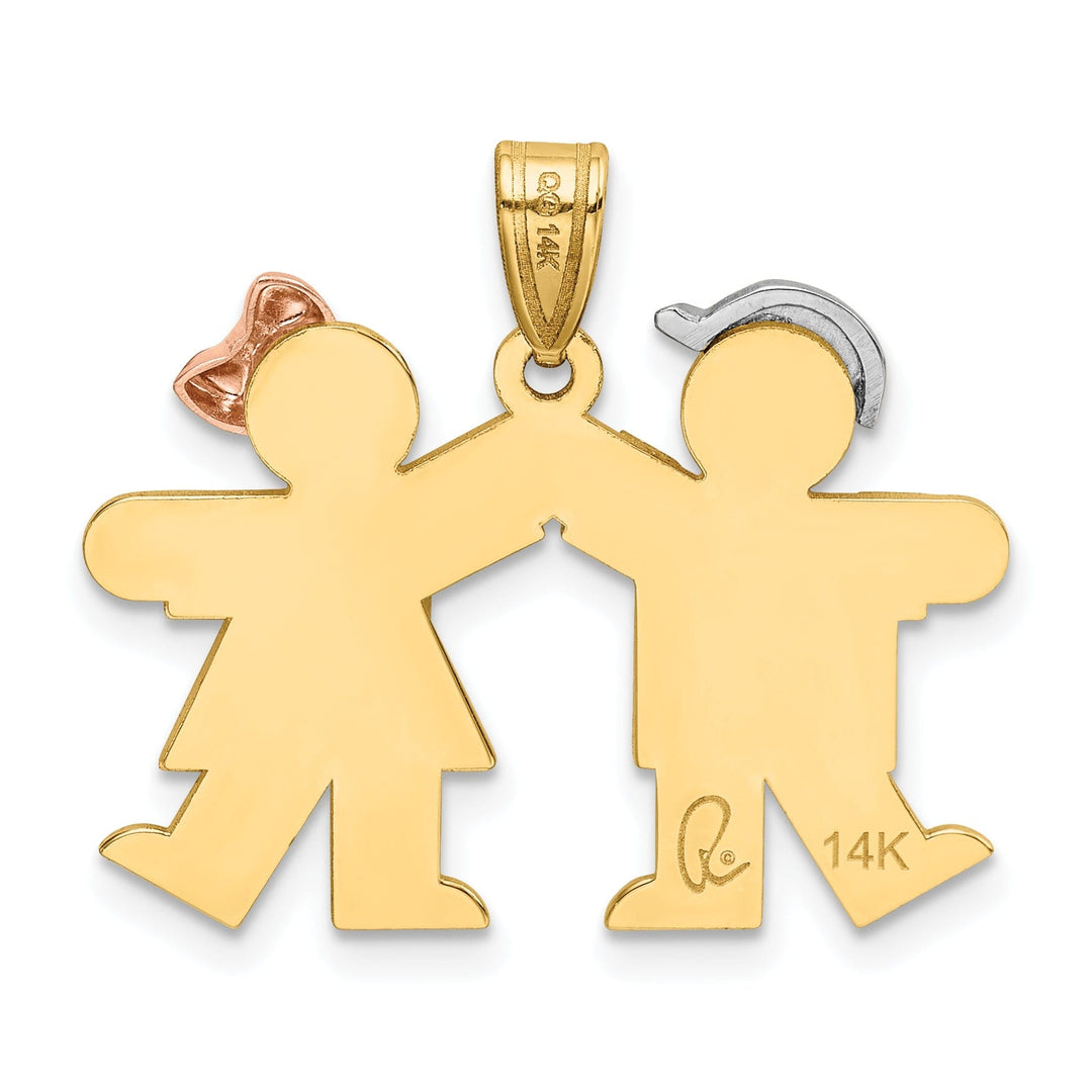 14k Tri-Color Small Boy-Girl Twins Kiss Charm