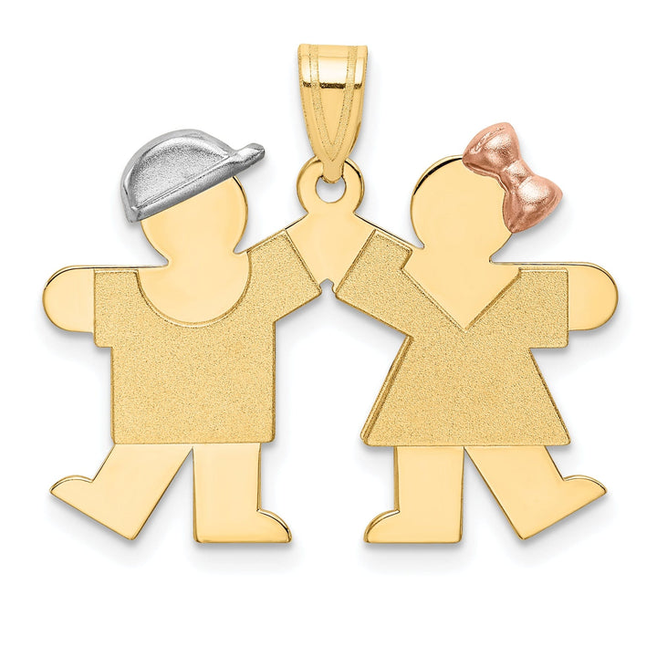 14k Tri-Color Small Boy-Girl Twins Kiss Charm