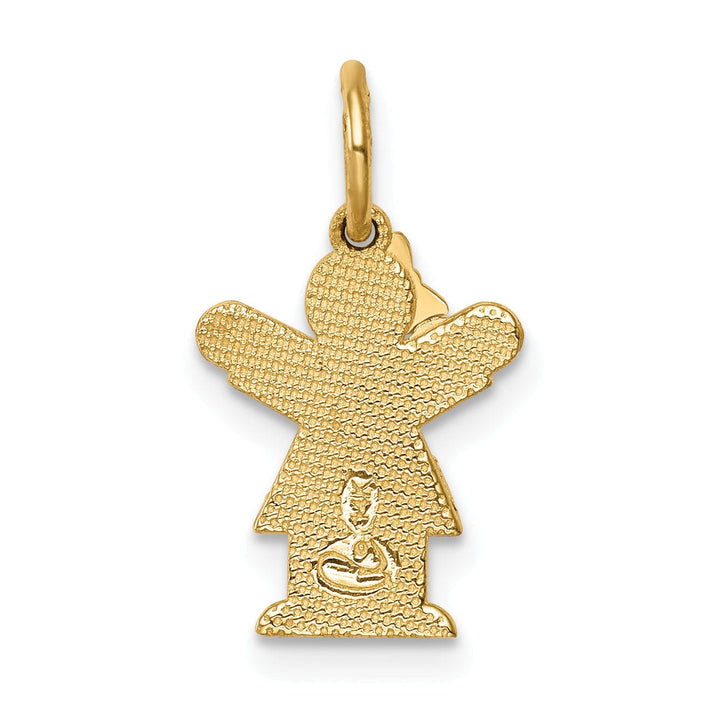 14k Yellow Gold Mini Girl With Bow Love Charm