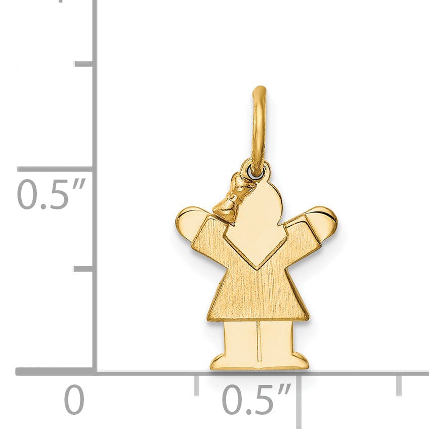 14k Yellow Gold Mini Girl With Bow Love Charm