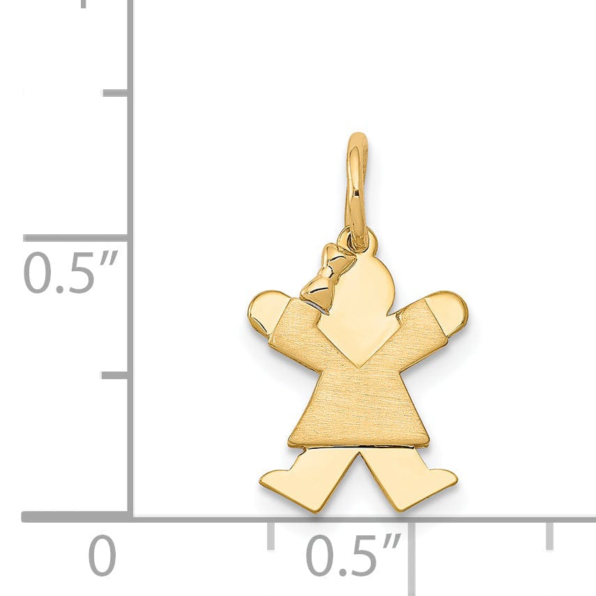 14k Yellow Gold Mini Girl With Bow Joy Charm