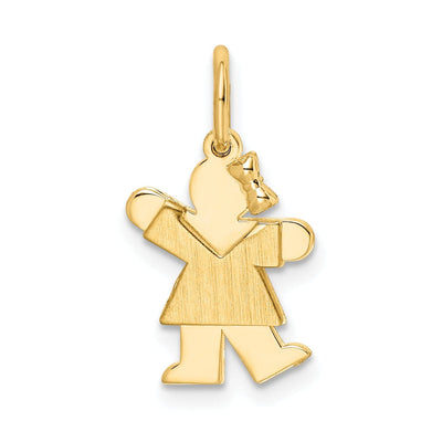 14k Yellow Gold Mini Girl With Bow Kiss Charm