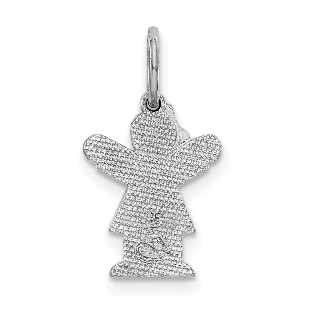 14k White Gold Mini Girl With Bow Love Charm