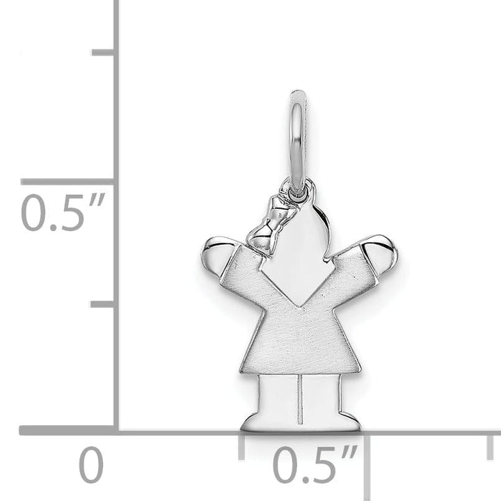14k White Gold Mini Girl With Bow Love Charm
