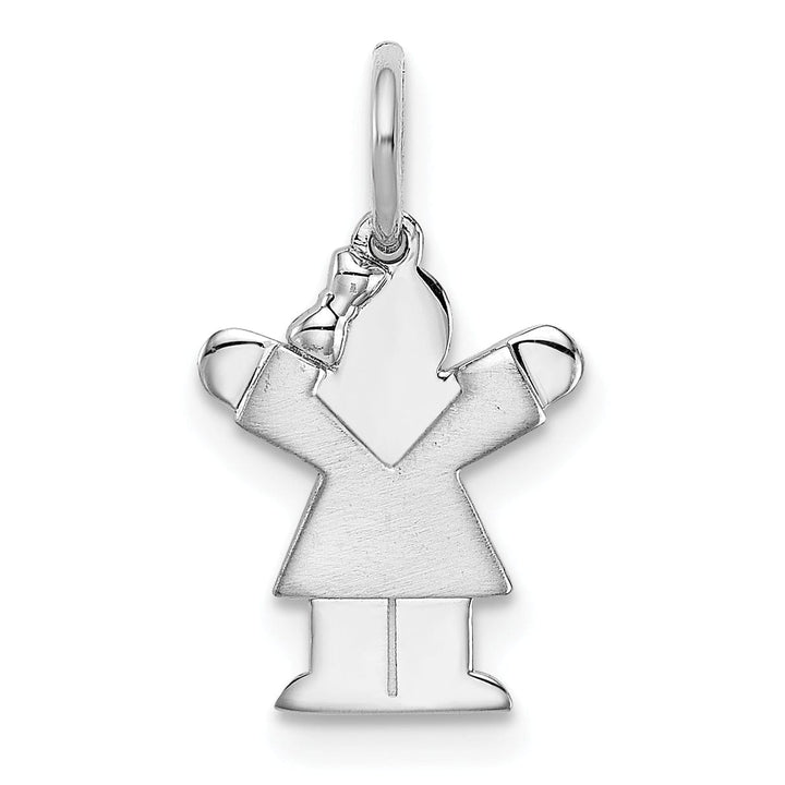 14k White Gold Mini Girl With Bow Love Charm