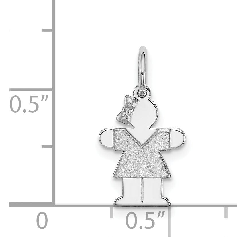 14k White Gold Mini Girl With Bow Hugs Charm