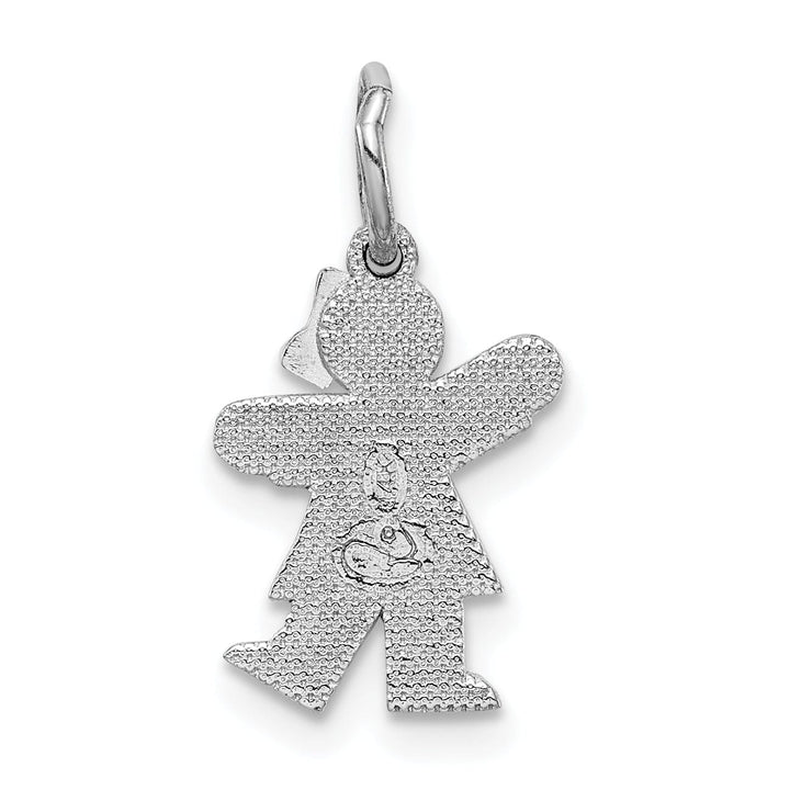 14k White Gold Mini Girl With Bow Kiss Charm