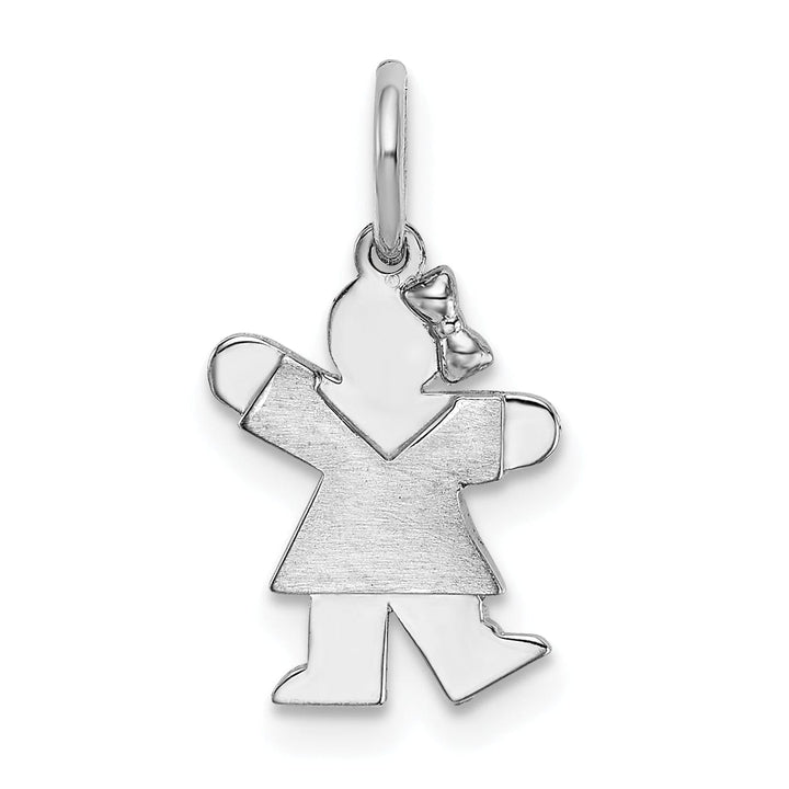 14k White Gold Mini Girl With Bow Kiss Charm