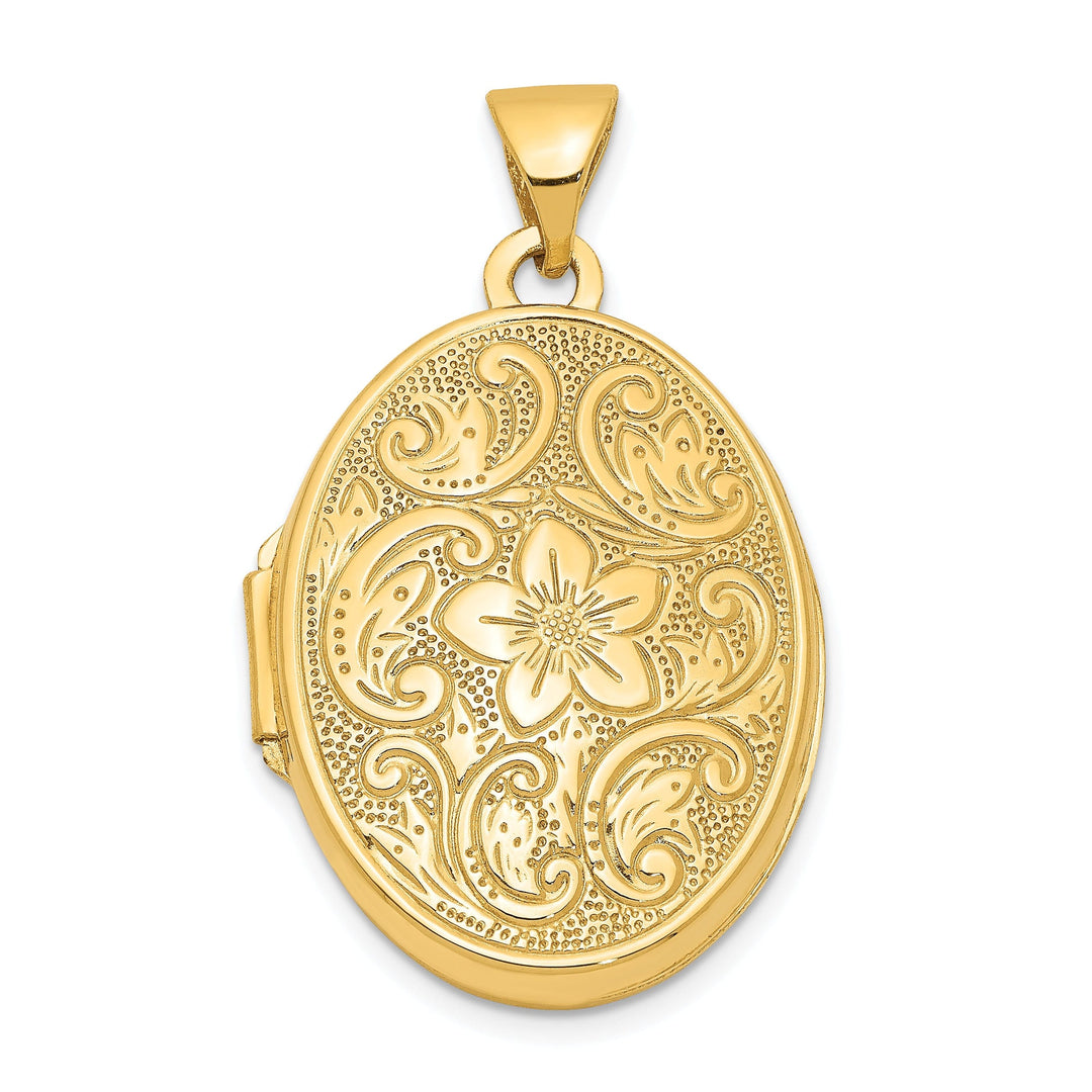 14k Yellow Gold Scrolled Floral Locket