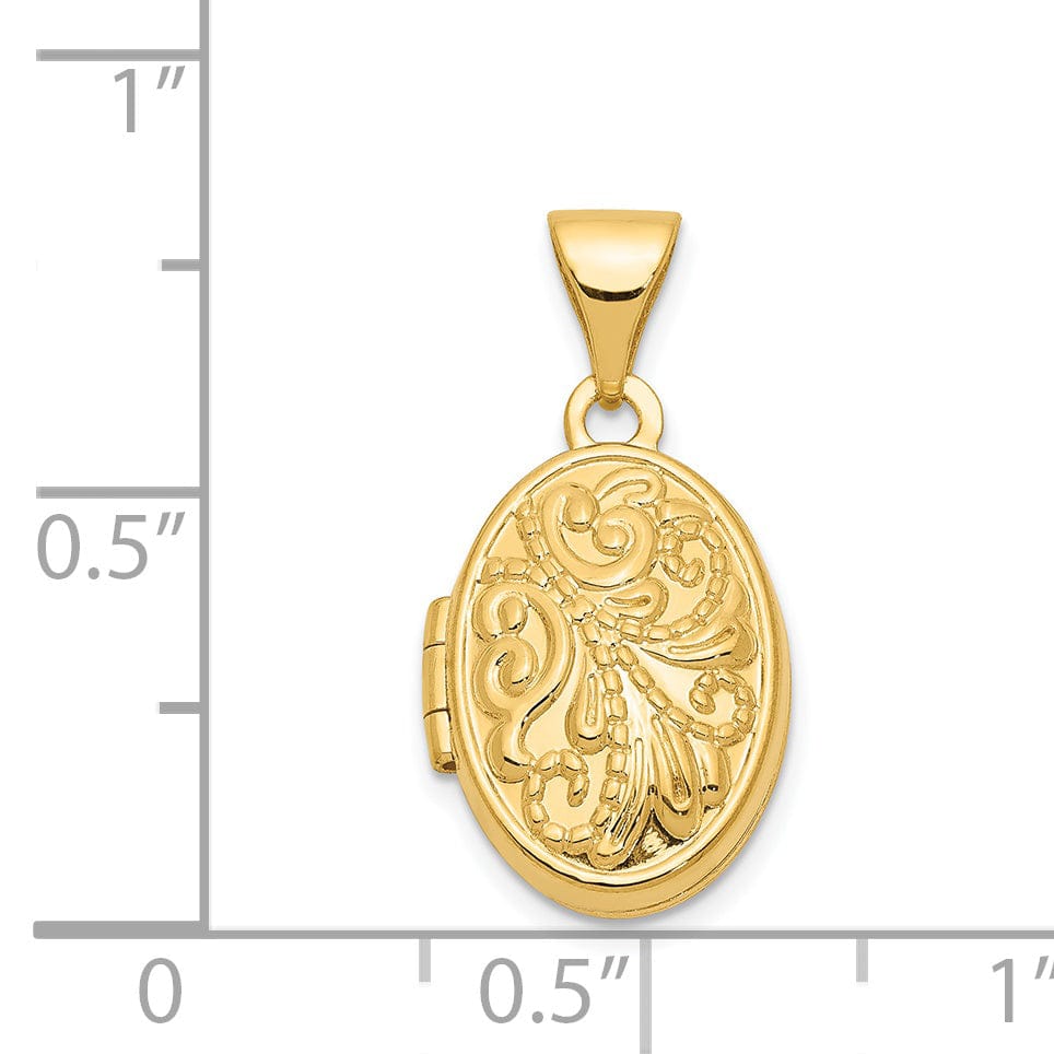 14k Yellow Gold Oval Locket Pendant