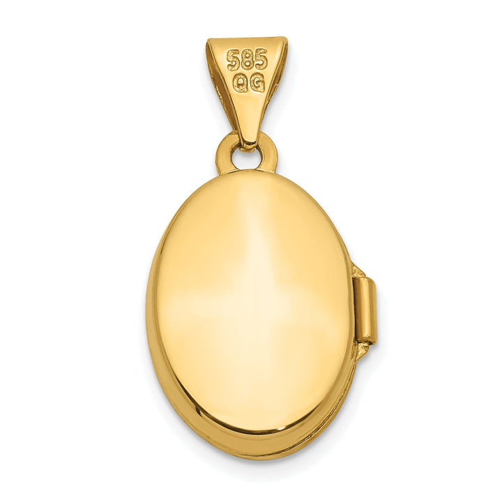 14k Yellow Gold Diamond Oval Locket Pendant
