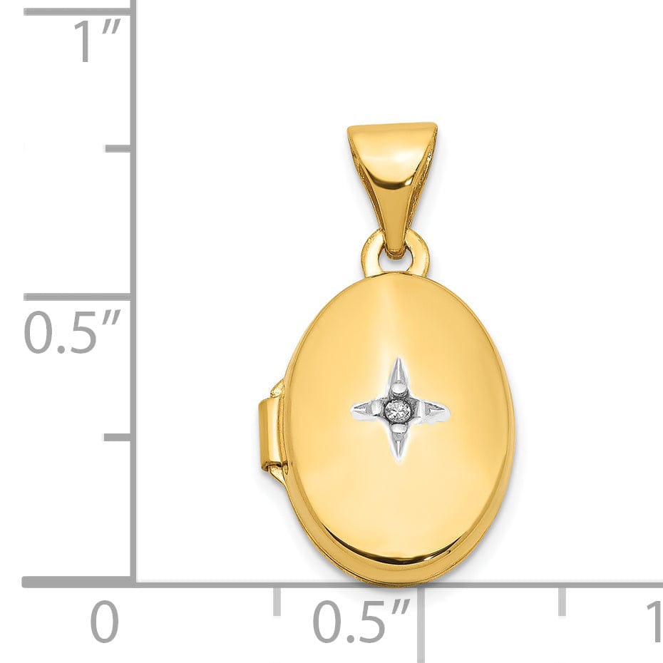 14k Yellow Gold Diamond Oval Locket Pendant