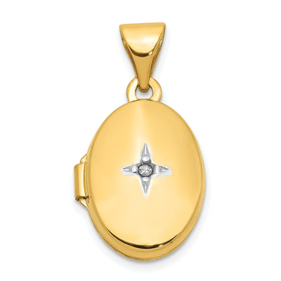 14k Yellow Gold Diamond Oval Locket Pendant at $ 117.86 only from Jewelryshopping.com