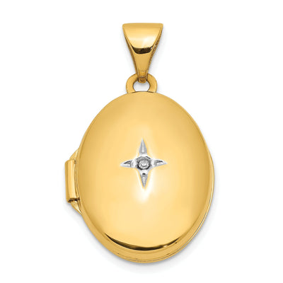 14k Yellow Gold Diamond Oval Locket Pendant at $ 137.17 only from Jewelryshopping.com