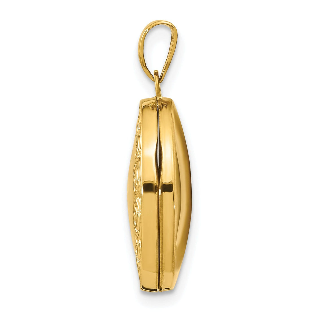 14k Yellow Gold Scroll Oval Locket