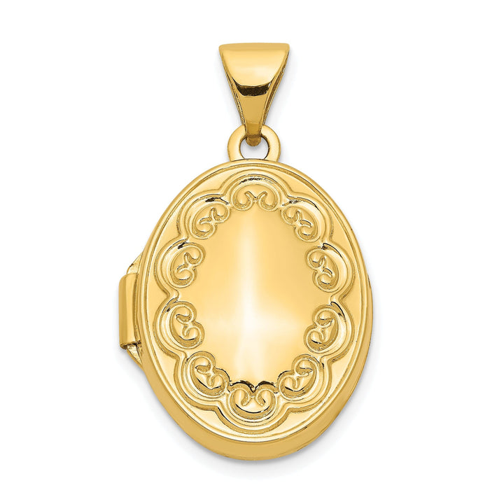 14k Yellow Gold Scroll Oval Locket