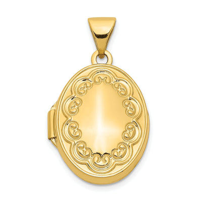 14k Yellow Gold Scroll Oval Locket at $ 130.05 only from Jewelryshopping.com