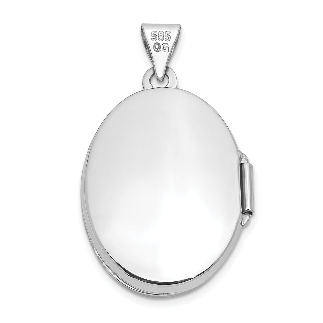 14k White Gold Domed Oval Locket