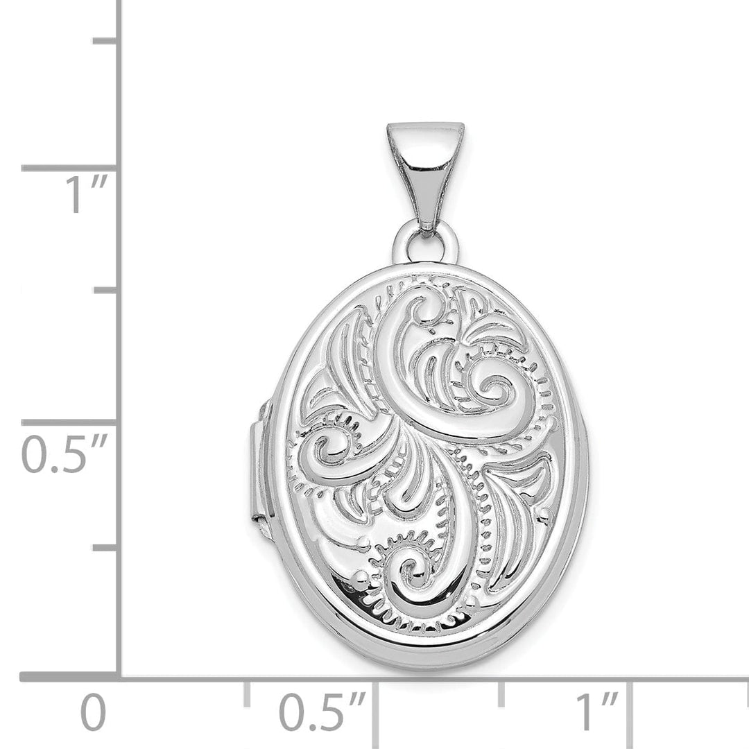 14k White Gold Domed Oval Locket