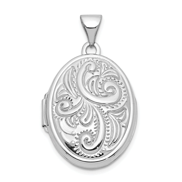 14k White Gold Domed Oval Locket