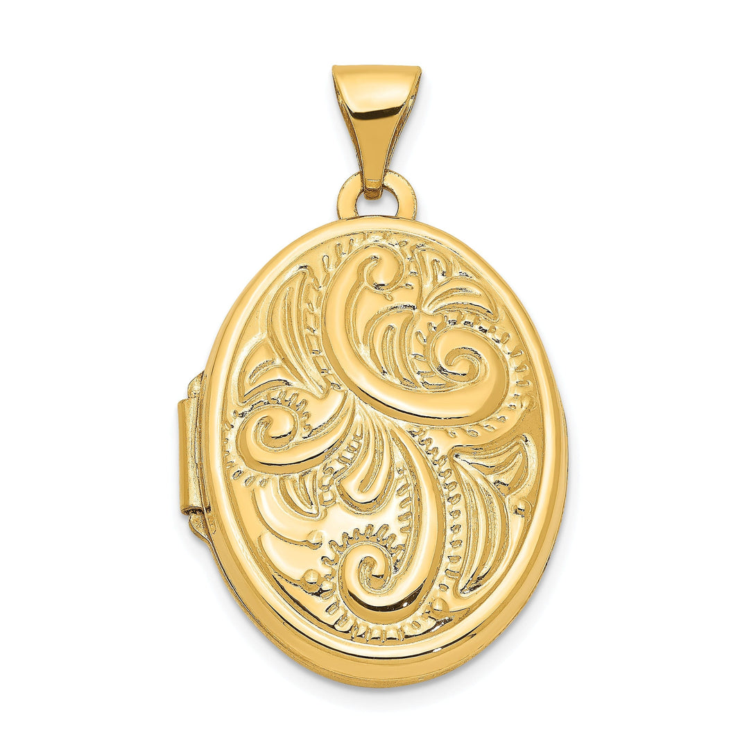 14k Yellow Gold Domed Oval Locket