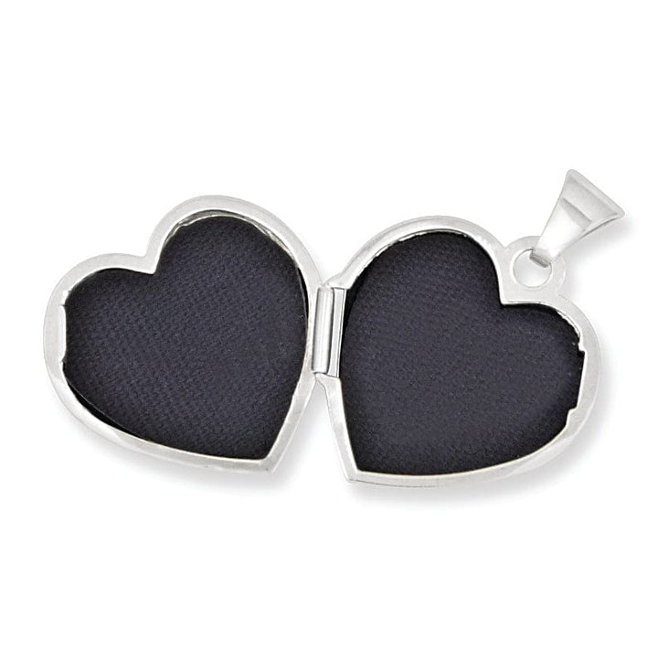 14k White Gold Heart Locket