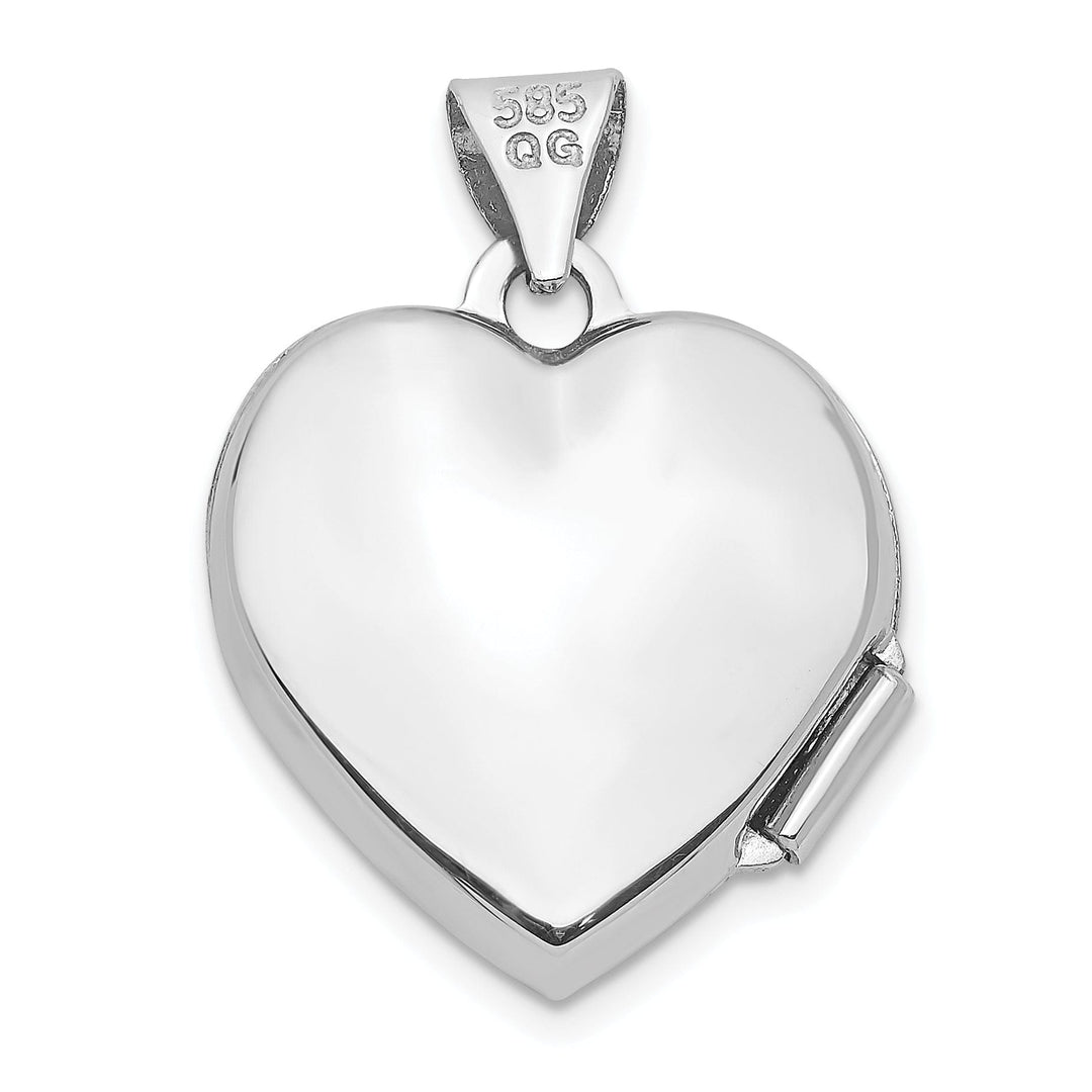14k White Gold Heart Locket