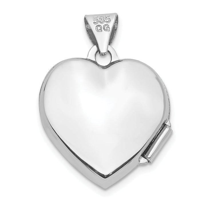 14k White Gold Heart Locket