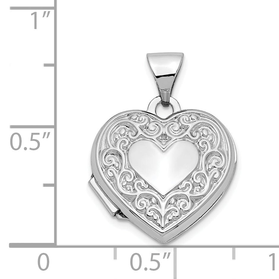 14k White Gold Heart Locket