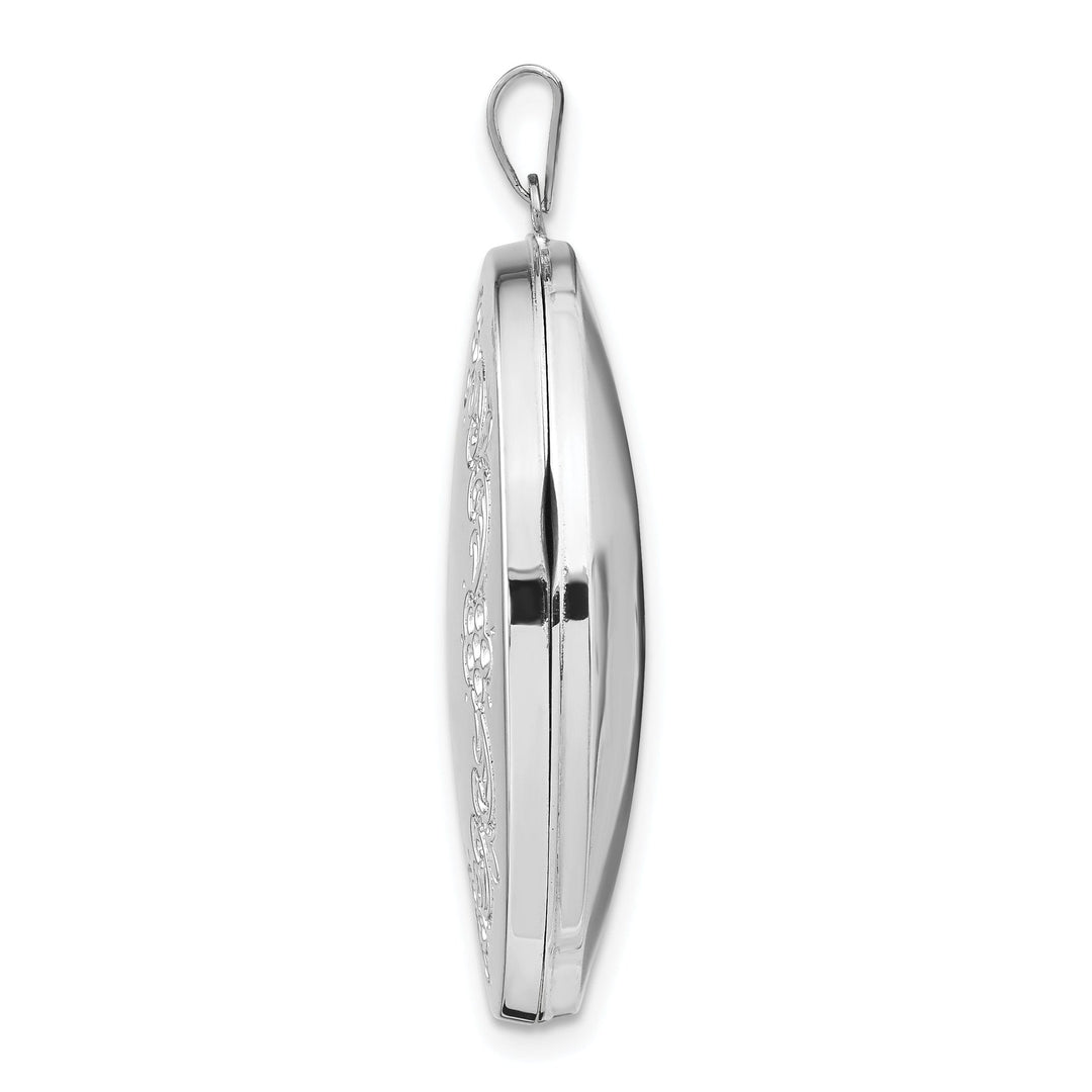 14k White Gold Oval Locket Pendant