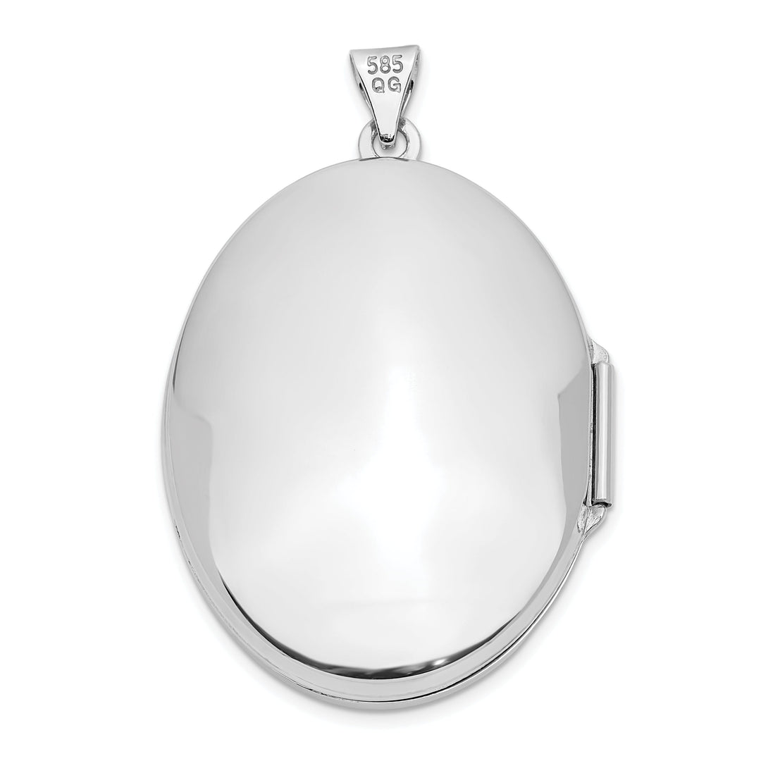 14k White Gold Oval Locket Pendant