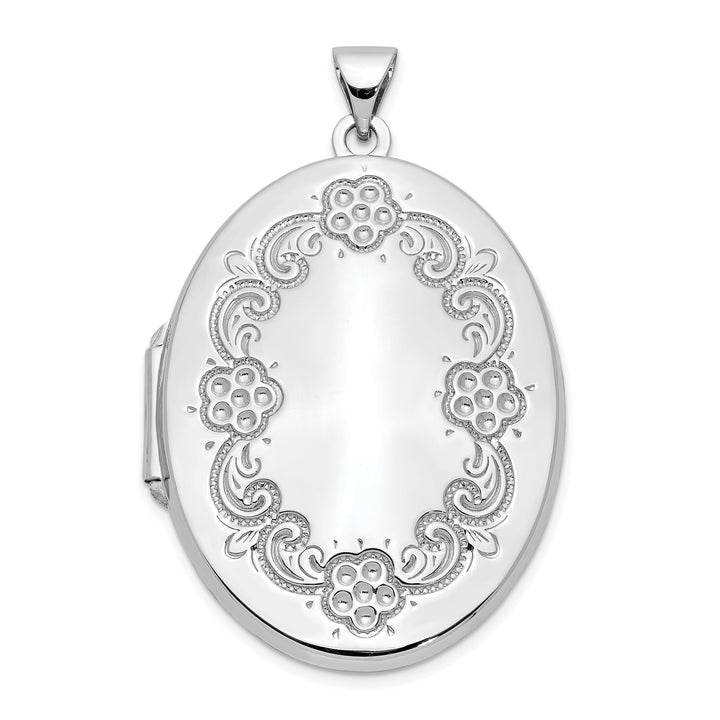 14k White Gold Oval Locket Pendant