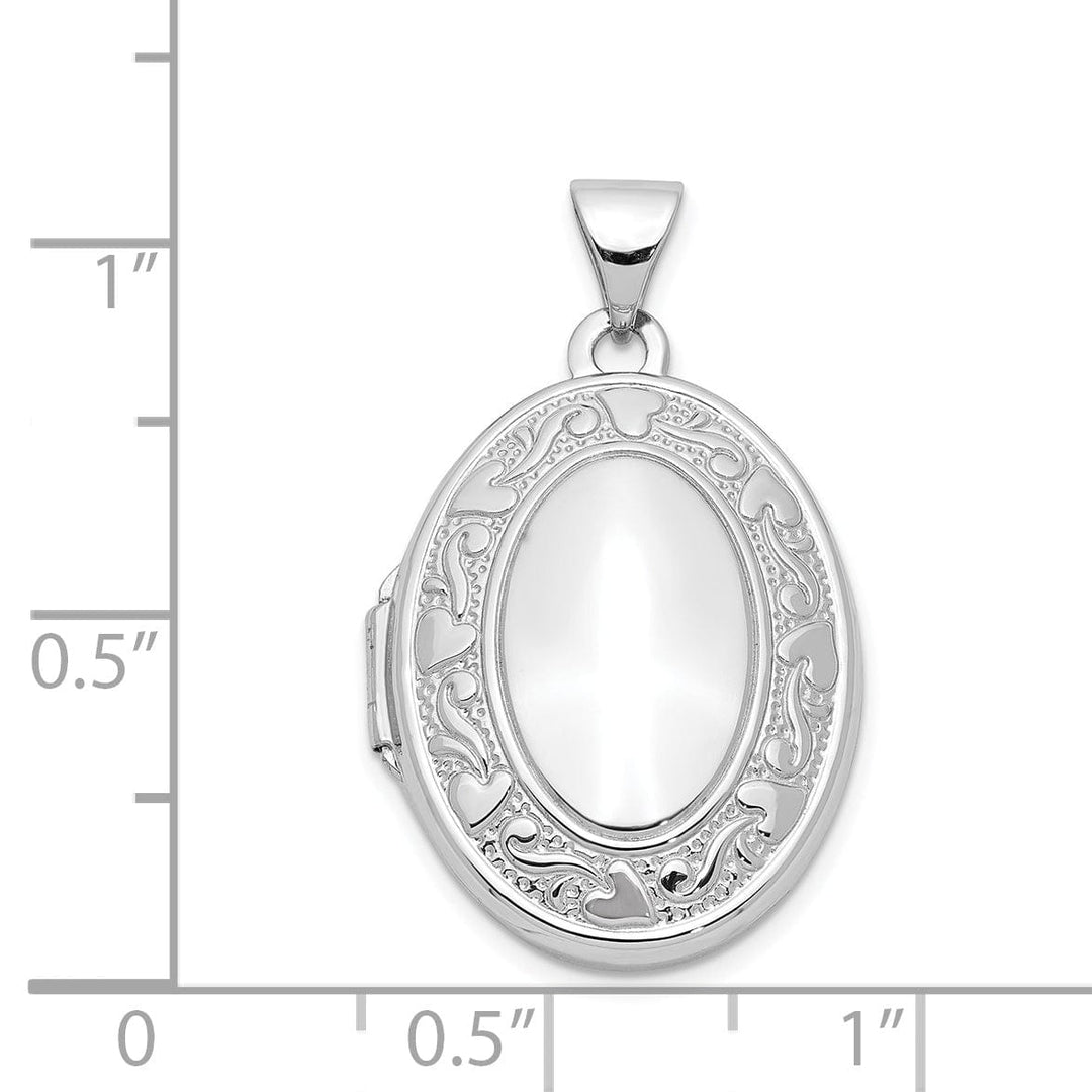 14k White Gold oval Locket Pendant