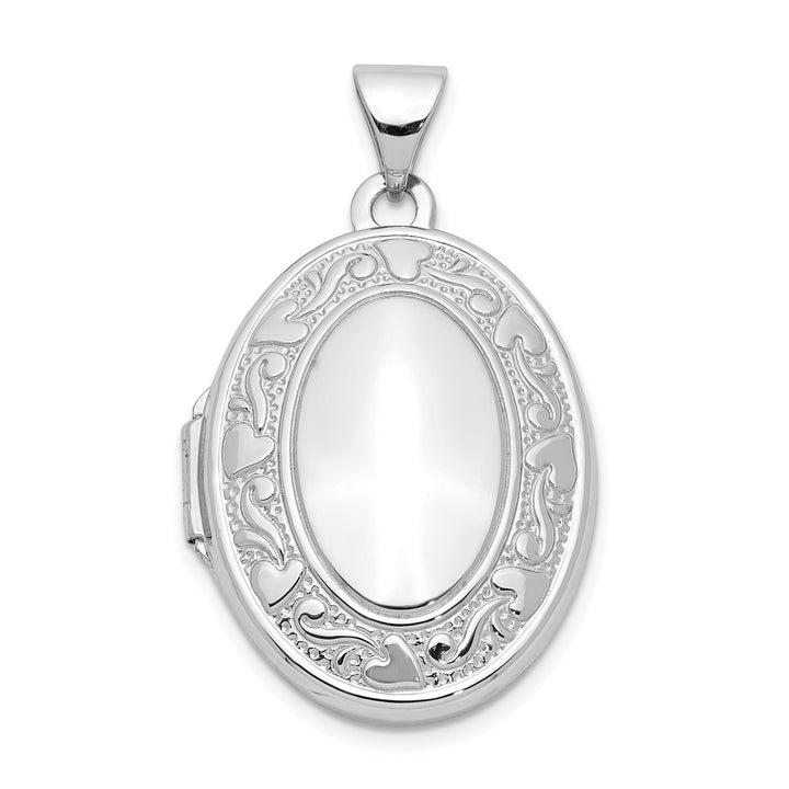 14k White Gold oval Locket Pendant