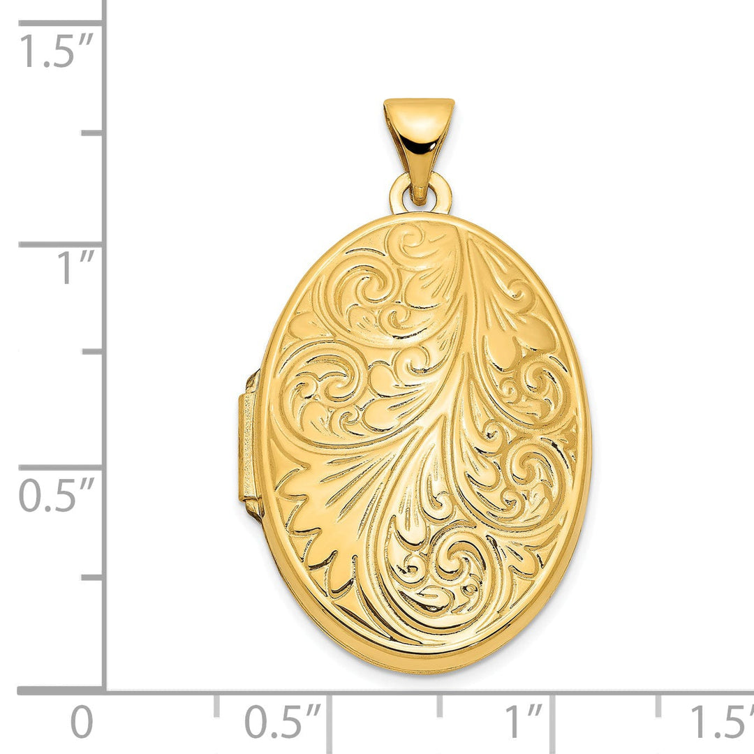 14k Yellow Gold Scroll Oval Locket